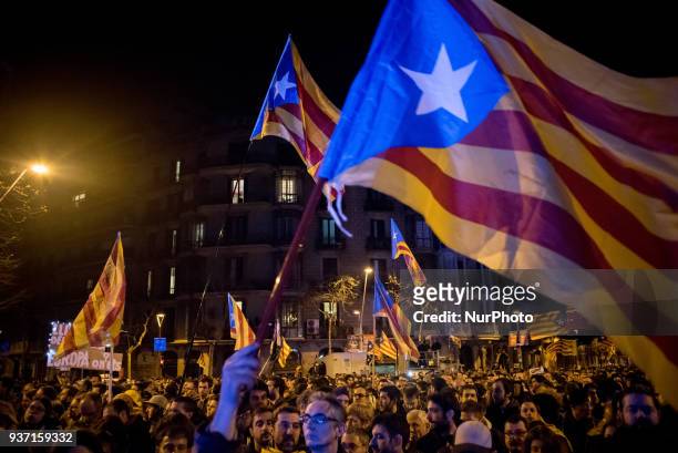 In Barcelona, Spain , thousands go in the streets to protest against Spanish justice and in support of jailed Catalan politicians on 23 March, 2018....