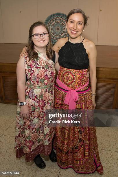 Designer Marisol Deluna and a student attend the Marisol Deluna Foundation 1st Annual Community Fashion Show at the San Antonio Garden Center on...