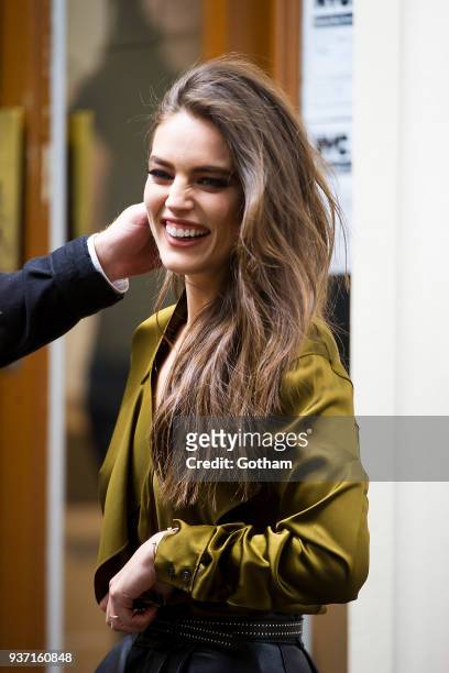 Emily DiDonato is seen during a photoshoot for Maybelline in SoHo on March 23, 2018 in New York City.
