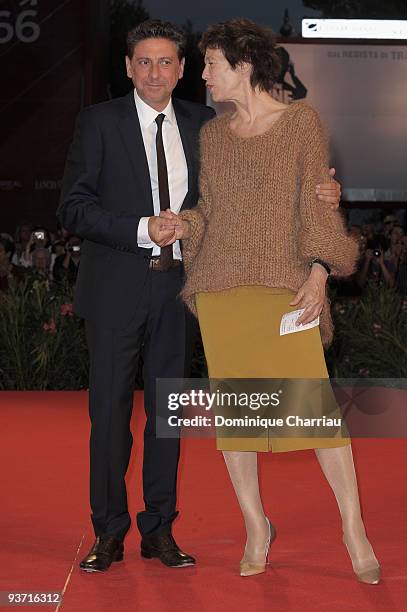 Actor Sergio Castellitto and actress Jane Birkin attend the "36 Vues Du Pic Saint Loup" Premiere at the Palazzo del Casino during the 66th Venice...