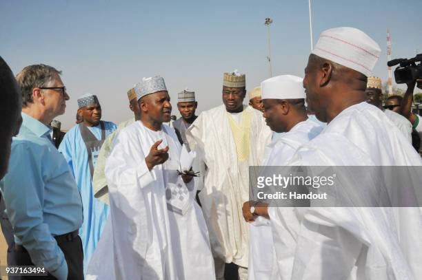 In this handout image provided by the Gates Archive, The Governor of Sokoto State Rt Hon Aminu Waziri Tambuwal and his Kano State Counterpart, Dr....