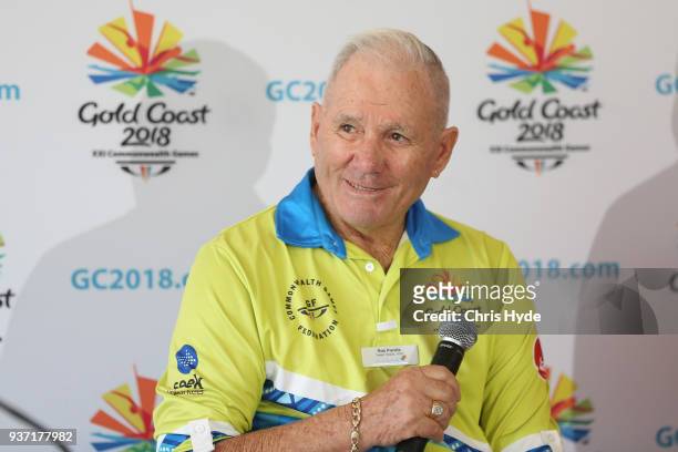 Rob Parrella speaks to media during the Lawn Bowls Showcase ahead of the 2018 Gold Coast Commonwealth Games at Broadbeach Bowls Club on March 24,...