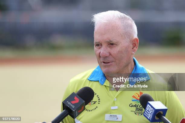 Rob Parrella speaks to media during the Lawn Bowls Showcase ahead of the 2018 Gold Coast Commonwealth Games at Broadbeach Bowls Club on March 24,...