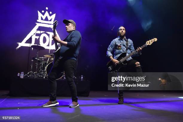 Patrick Stump and Pete Wentz of Fall Out Boy perform onstage at Stay Amped "A Concert to End Gun Violence" at The Anthem on March 23, 2018 in...