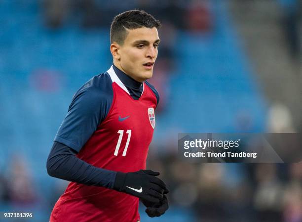 Mohamed Amine Elyounoussi of Norway during International Friendly between Norway v Australia at Ullevaal Stadion on March 23, 2018 in Oslo, Norway.