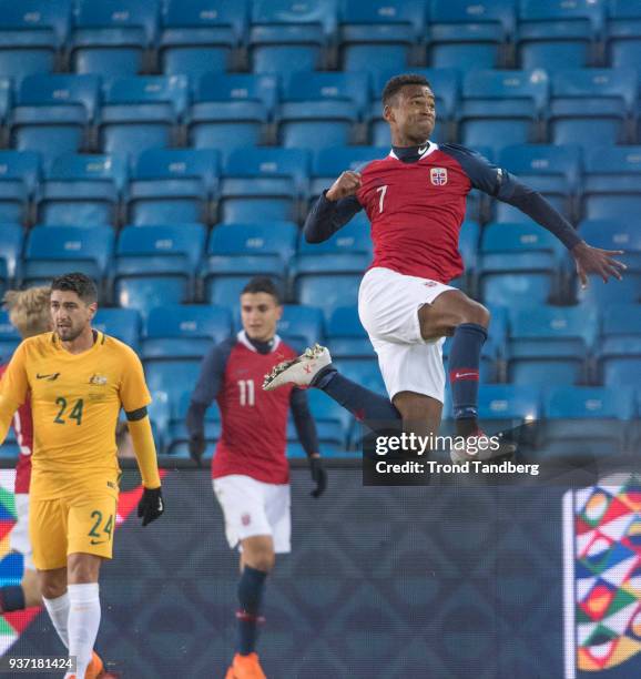 Ola Kamara of Norway during International Friendly between Norway v Australia at Ullevaal Stadion on March 23, 2018 in Oslo, Norway.