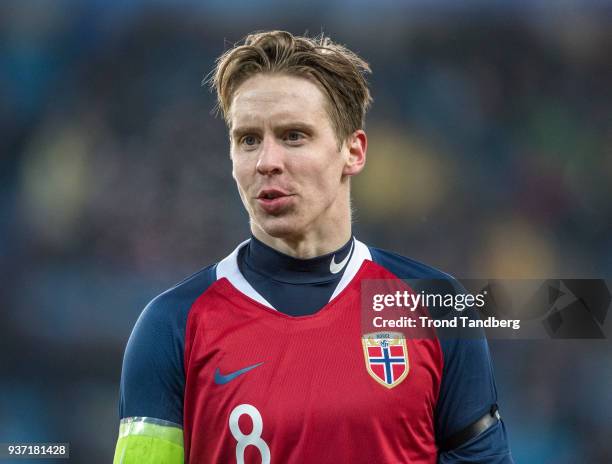 Stefan Johansen of Norway during International Friendly between Norway v Australia at Ullevaal Stadion on March 23, 2018 in Oslo, Norway.