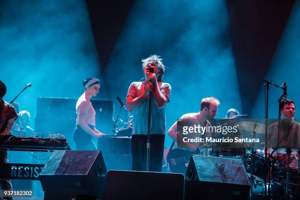 Soundsystem performs live on stage during the first day of Lollapalooza Brazil at Interlagos Racetrack on March 23, 2018 in Sao Paulo, Brazil.