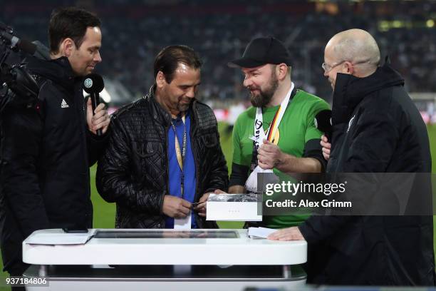 Ulf Kirsten, new member of the Fan Club National Team during the international friendly match between Germany and Spain at Esprit-Arena on March 23,...