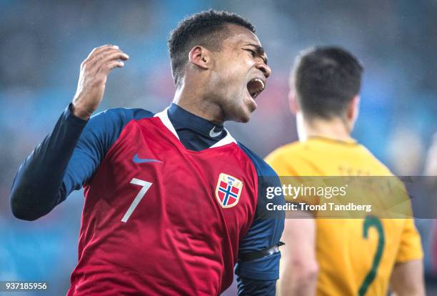 Ola Kamara of Norway during International Friendly between Norway v Australia at Ullevaal Stadion on March 23, 2018 in Oslo, Norway.