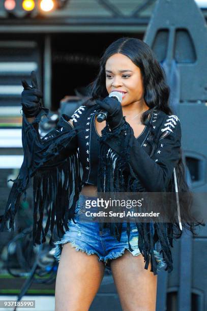 Azealia Banks performs on stage at Ultra Music Festival at Bayfront Park on March 23, 2018 in Miami, Florida.