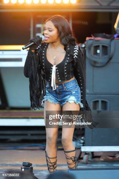 Azealia Banks performs on stage at Ultra Music Festival at Bayfront Park on March 23, 2018 in Miami, Florida.