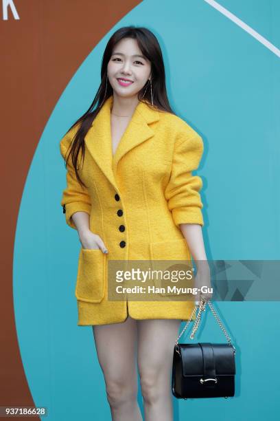 Bang Min-Ah of South Korean girl group Girl's Day attends the photocall for CHARM'S show during the HERA Seoul Fashion Week F/W 2018 at DDP on March...