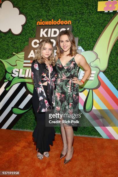Jade Pettyjohn and Isabella Acres attend the Nickelodeon Kids' Choice Awards "Slime Soirée" on March 23, 2018 in Venice, CA.