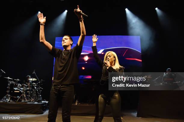 Eazy and Bebe Rexha perform onstage at Stay Amped "A Concert to End Gun Violence" at The Anthem on March 23, 2018 in Washington, DC.
