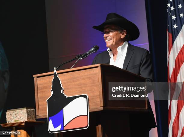 George Strait Honored as Texan of the Year at New Braunfels' Chamber of Commerce on March 23, 2018 in New Braunfels, Texas.