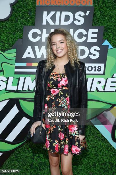 Ashley Reynolds attends the Nickelodeon Kids' Choice Awards "Slime Soirée" on March 23, 2018 in Venice, CA.