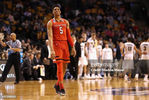 Justin Gray of the Texas Tech Red Raiders reacts during the second half against the Purdue Boilermakers in the 2018 NCAA Men's Basketball Tournament...