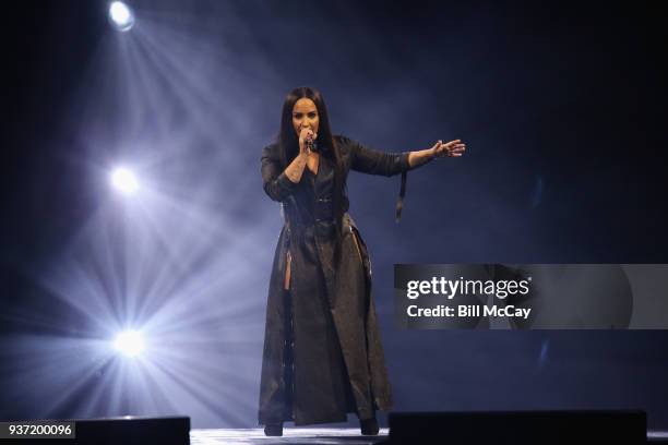 Demi Lovato performs in concert at the Wells Fargo Center March 23, 2018 in Philadelphia, Pennsylvania.