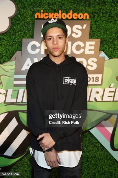 Stony Blyden attends the Nickelodeon Kids' Choice Awards "Slime Soirée" on March 23, 2018 in Venice, CA.