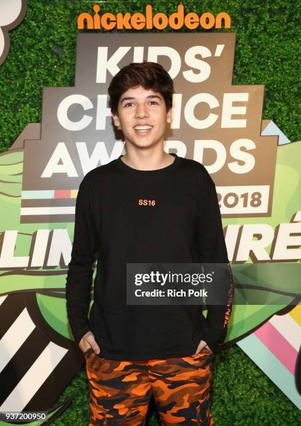 Mario Selman attends the Nickelodeon Kids' Choice Awards "Slime Soirée" on March 23, 2018 in Venice, CA.