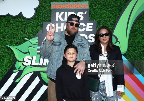 Designer Jon Buscemi and family attend the Nickelodeon Kids' Choice Awards "Slime Soirée" on March 23, 2018 in Venice, CA.