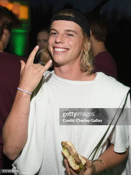 Alex Hayes attends the Nickelodeon Kids' Choice Awards "Slime Soirée" on March 23, 2018 in Venice, CA.