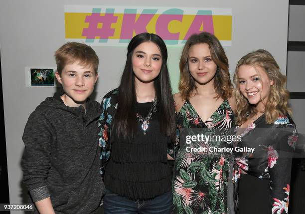 Casey Simpson, Merit Leighton, Isabella Acres and Jade Pettyjohn attend the Nickelodeon Kids' Choice Awards "Slime Soirée" on March 23, 2018 in...