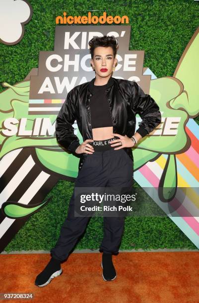 James Charles attends the Nickelodeon Kids' Choice Awards "Slime Soirée" on March 23, 2018 in Venice, CA.