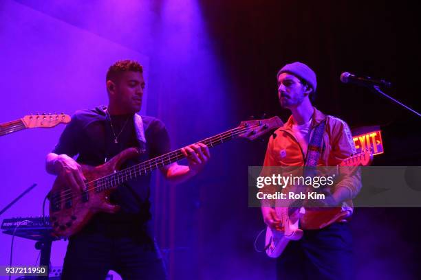 Carlos Enamorado and Adam Hoffman perform during The Shadowboxers "Apollo" Album Release Party at Public Arts on March 23, 2018 in New York City.