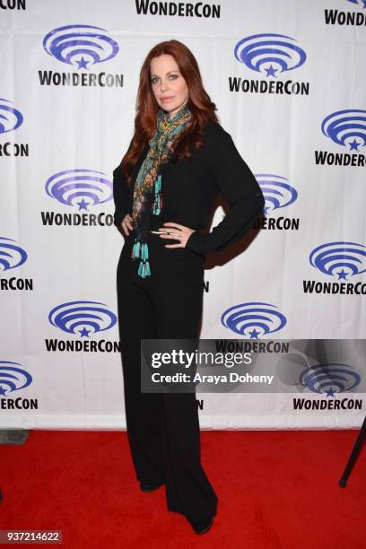 Kristin Bauer van Straten attends the "Suicide Squad: Hell To Pay" press conference at WonderCon 2018 - Day 1 at Anaheim Convention Center on March...