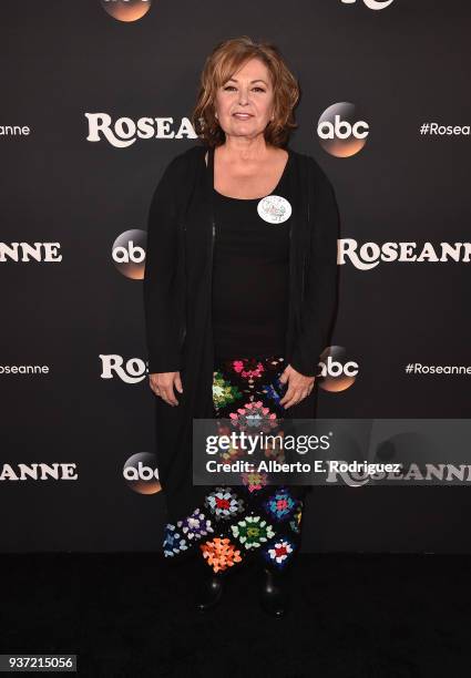 Roseanne Barr attends the premiere of ABC's "Roseanne" at Walt Disney Studio Lot on March 23, 2018 in Burbank, California.