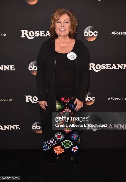 Roseanne Barr attends the premiere of ABC's "Roseanne" at Walt Disney Studio Lot on March 23, 2018 in Burbank, California.