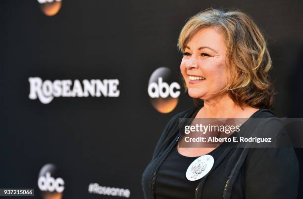 Roseanne Barr attends the premiere of ABC's "Roseanne" at Walt Disney Studio Lot on March 23, 2018 in Burbank, California.