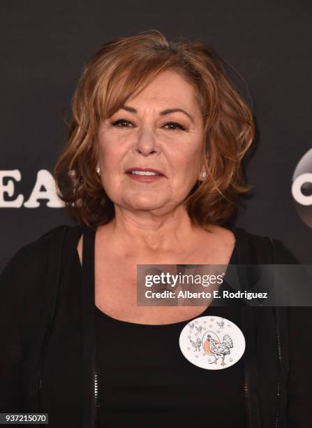 Roseanne Barr attends the premiere of ABC's "Roseanne" at Walt Disney Studio Lot on March 23, 2018 in Burbank, California.