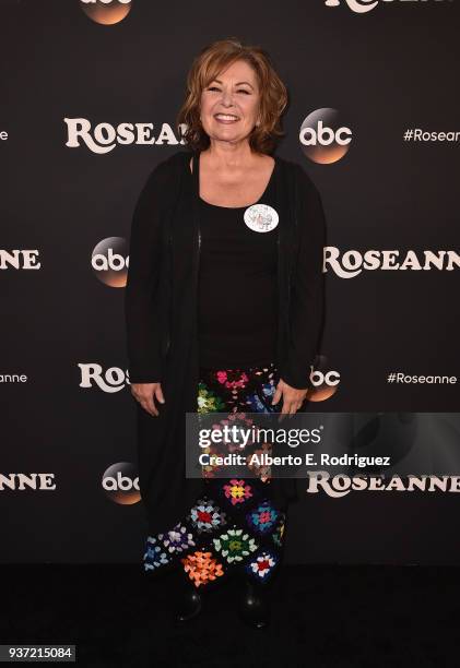 Roseanne Barr attends the premiere of ABC's "Roseanne" at Walt Disney Studio Lot on March 23, 2018 in Burbank, California.