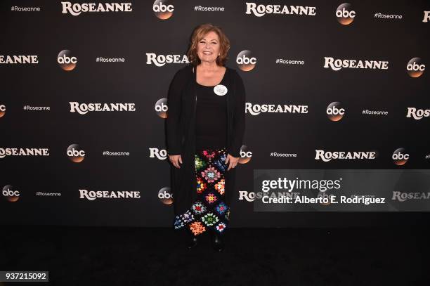 Roseanne Barr attends the premiere of ABC's "Roseanne" at Walt Disney Studio Lot on March 23, 2018 in Burbank, California.