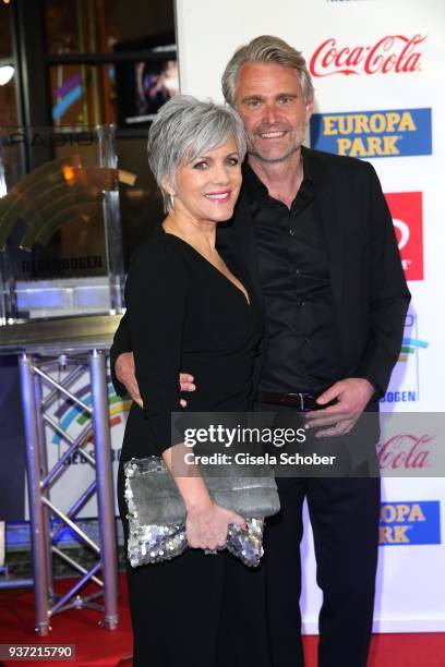 Birgit Schrowange and her boyfriend Frank Spothelfer during the Radio Regenbogen Award 2018 at Europapark Rust on March 23, 2018 in Rust, Germany.