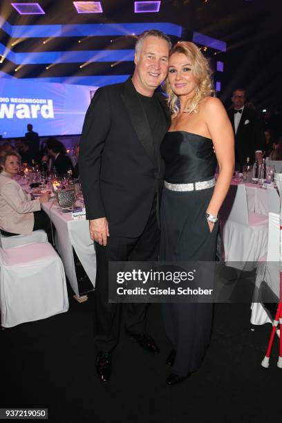 Franziska van Almsick and her boyfriend Juergen B. Harder during the Radio Regenbogen Award 2018 at Europapark Rust on March 23, 2018 in Rust,...