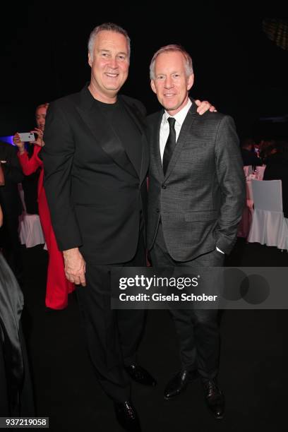 Juergen B. Harder and Johannes B. Kerner during the Radio Regenbogen Award 2018 at Europapark Rust on March 23, 2018 in Rust, Germany.