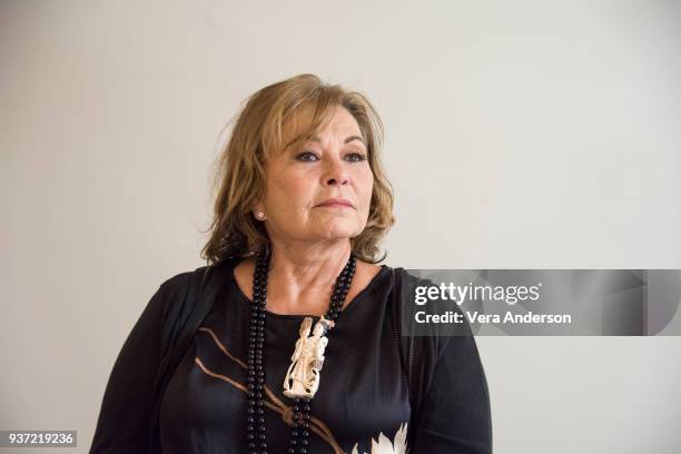 Roseanne Barr at the "Roseanne" Press Conference at the Four Seasons Hotel on March 23, 2018 in Beverly Hills, California.