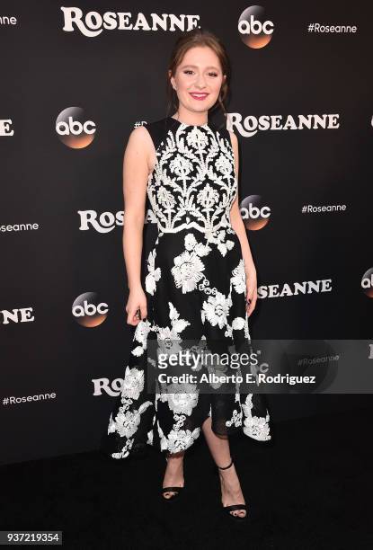 Emma Kenney attends the premiere of ABC's "Roseanne" at Walt Disney Studio Lot on March 23, 2018 in Burbank, California.