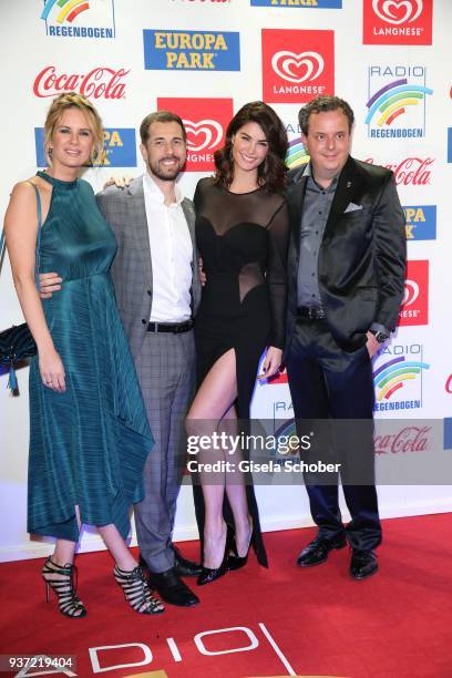 Monica Ivancan and her husband Christian Meier and her sister Miriam Mack with her husband Michael Mack during the Radio Regenbogen Award 2018 at...