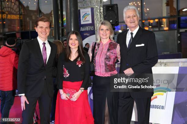 Guido Knopp and his wife Gabriella Knopp and his daughter Katharina and his son Christopher Knopp during the Radio Regenbogen Award 2018 at...