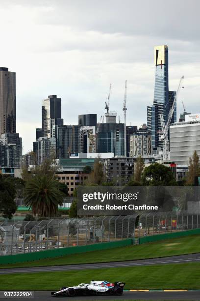 Lance Stroll of Canada driving the Williams Martini Racing FW41 Mercedes on track during qualifying for the Australian Formula One Grand Prix at...