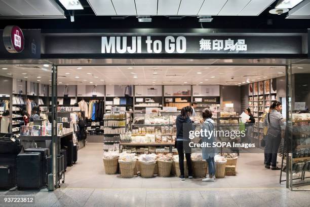 Japanese household and clothing retail company, Muji, shop at Hong Kong's MTR Central subway station.