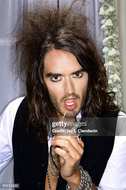 British comedian Russell Brand poses for a portrait session for the Los Angeles Times at the Four Season Hotel on March 15, 2008. Published Image....