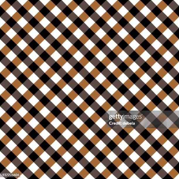 black and brown tablecloth argyle pattern - linen texture background stock illustrations