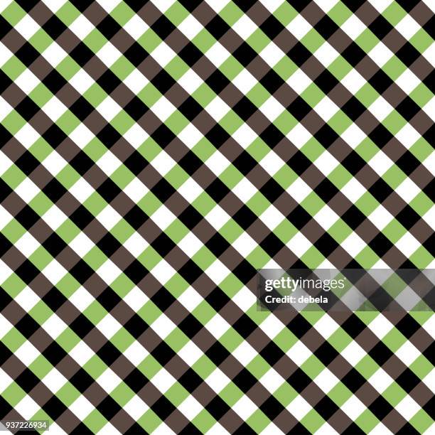 black and green tablecloth argyle pattern - green argyle stock illustrations