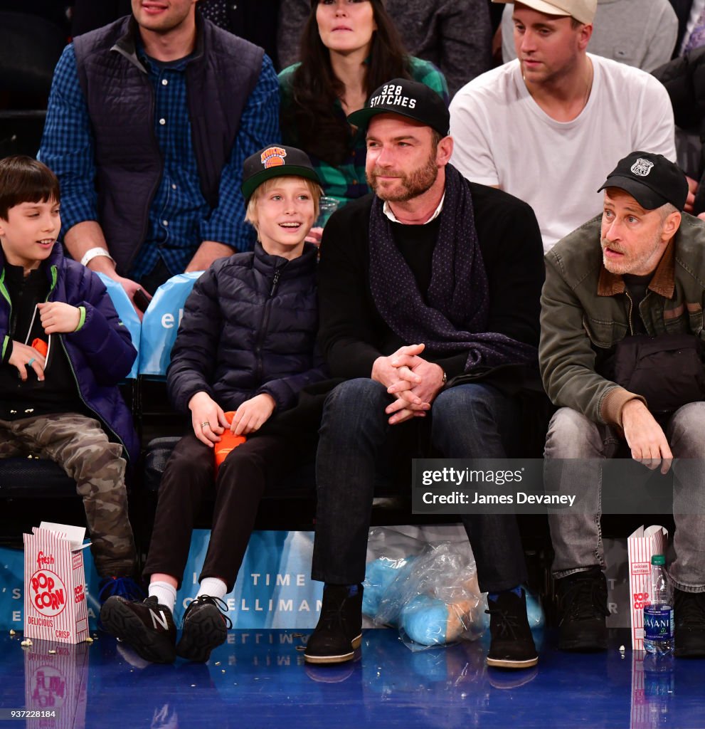 Celebrities Attend The New York Knicks Vs Minnesota Timberwolves Game